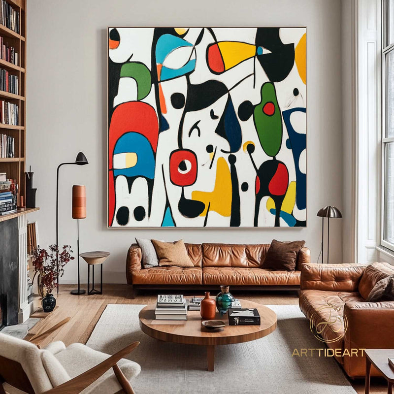 Large Abstract Colorful Painting,Abstract Colorful geometric Painting,Abstract Hand-painting Texture Colorful Wall Art Living Room Decor