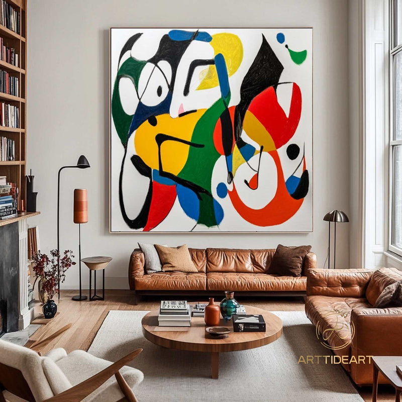 Original Abstract Colorful Cubist Faces Paintings On Canvas Picasso-Inspired Geometric Art Vibrant Modernism Oil Painting Home Wall Decor