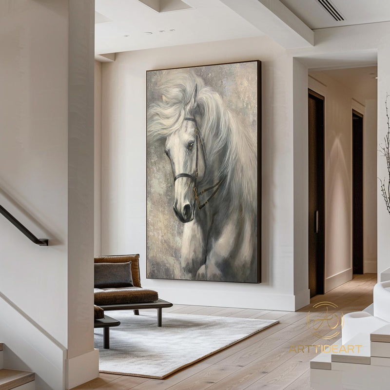 Running Horse Painting Horse Abstract painting Horse Oil Painting Horse Wall Art Brown Horse Artwork for Living Room Animal Painting