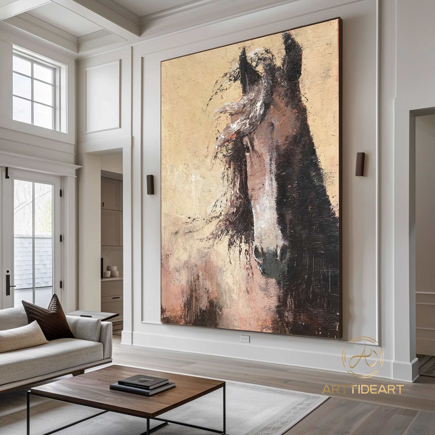 Large Original Horse Painting,Custom Horse Painting,Brown Horse Painting,Original Horse Painting,Abstract Office Decor,Horse Portrait Art