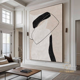 Large Milimalist Abstract Painting,Black White Beige Minimalist Painting On Canvas,Textured Painting Abstract Art, Modern Living Room Decor