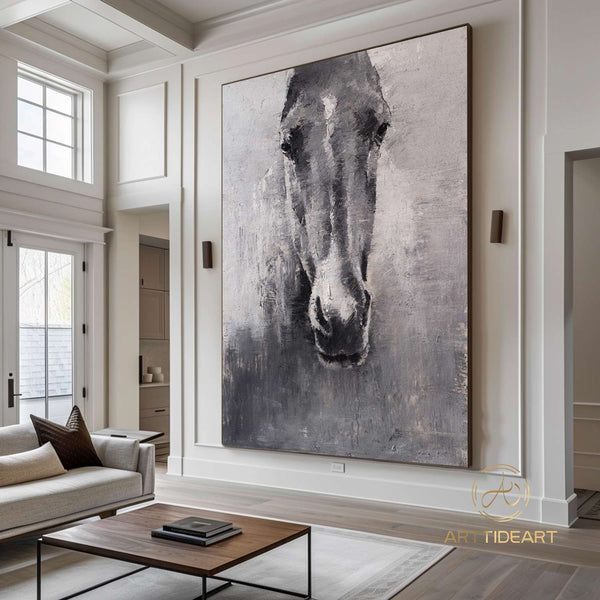 White Stallion Horse Painting,Horse Painting,Equine Wall Decor,Equine Wall Art,Large original Equine Art painting,Painting For Living Room