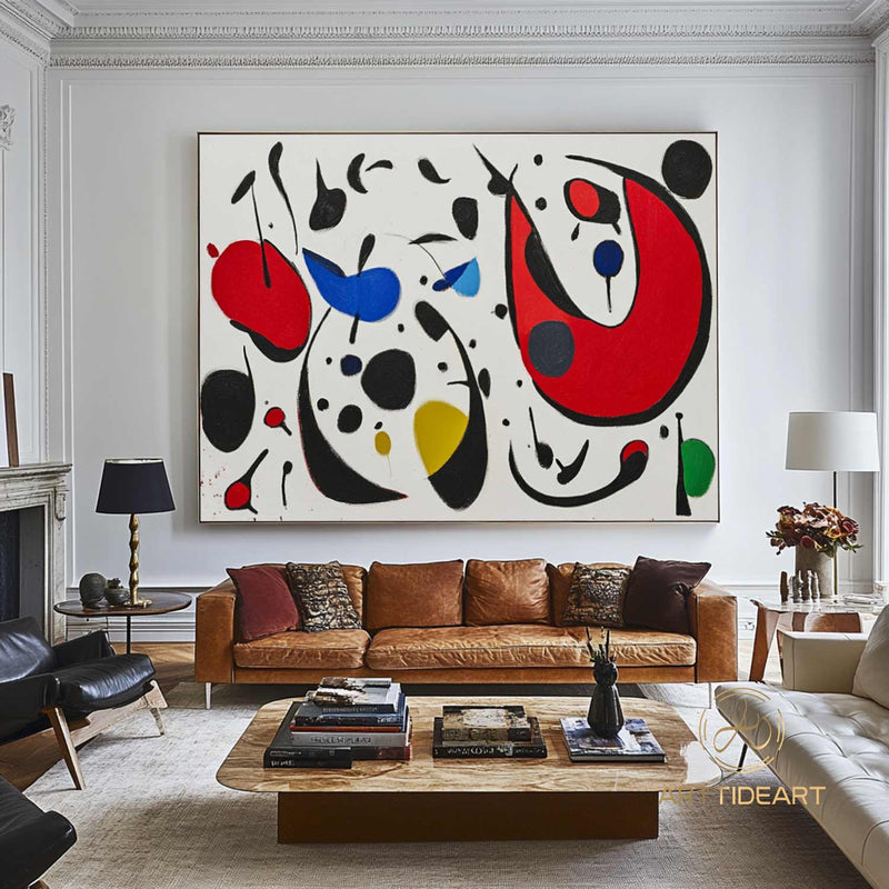 Large Abstract Colorful Painting on Canvas Colorful Textured Wall Art Modern Black and White  Painting Contemporary Living Room Art Vibrant Canvas Art