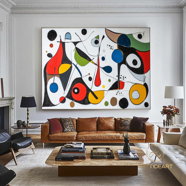 Large Abstract Colorful Painting on Canvas Colorful Textured Wall Art Modern Black and White  Painting Contemporary Living Room Art Vibrant Canvas Art