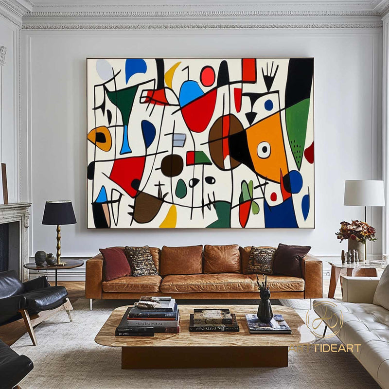 Original Abstract Colorful Cubist Faces Paintings On Canvas Picasso-Inspired Geometric Art Vibrant Modernism Oil Painting Home Wall Decor