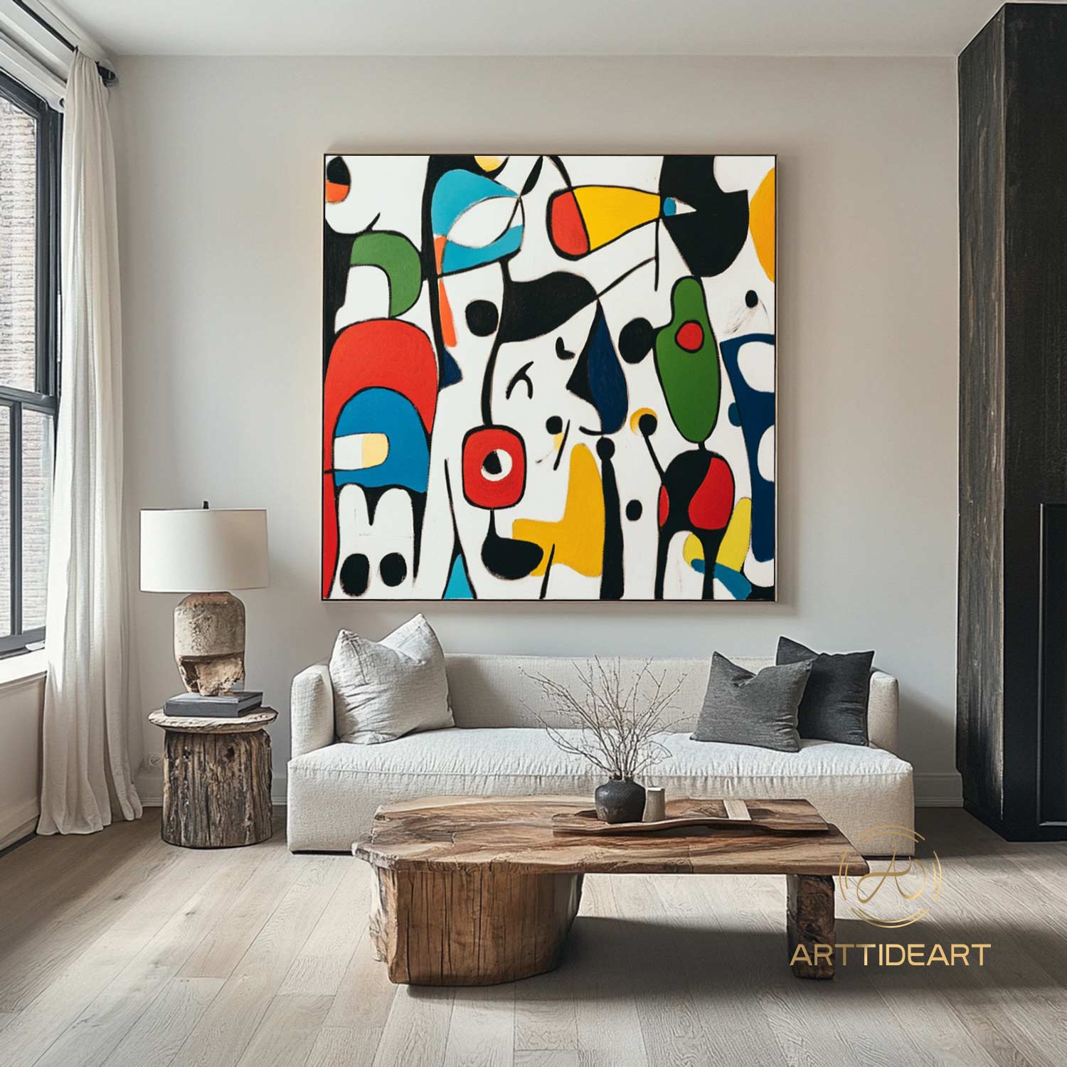 Large Abstract Colorful Painting,Abstract Colorful geometric Painting,Abstract Hand-painting Texture Colorful Wall Art Living Room Decor