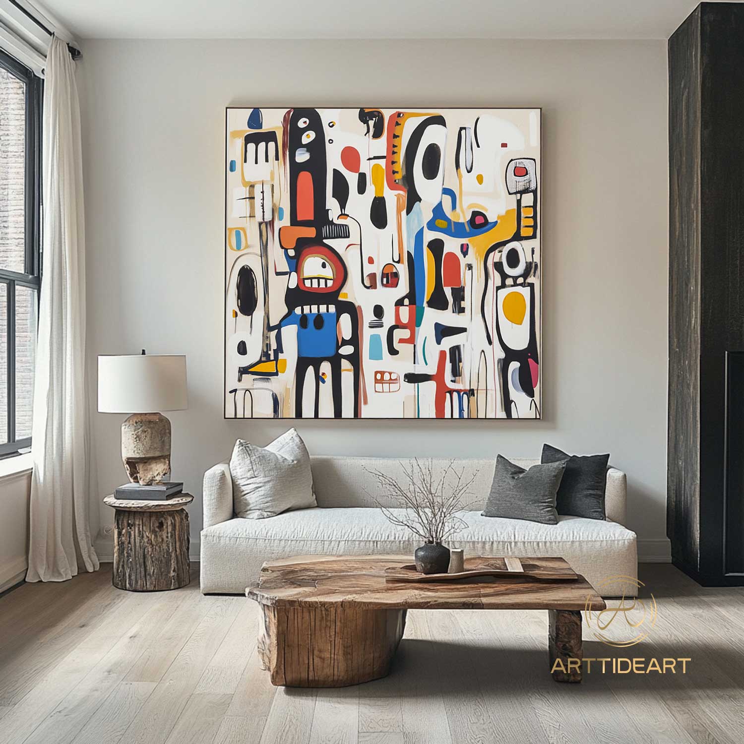 Original Abstract Colorful Cubist Faces Paintings On Canvas Picasso-Inspired Geometric Art Vibrant Modernism Oil Painting Home Wall Decor