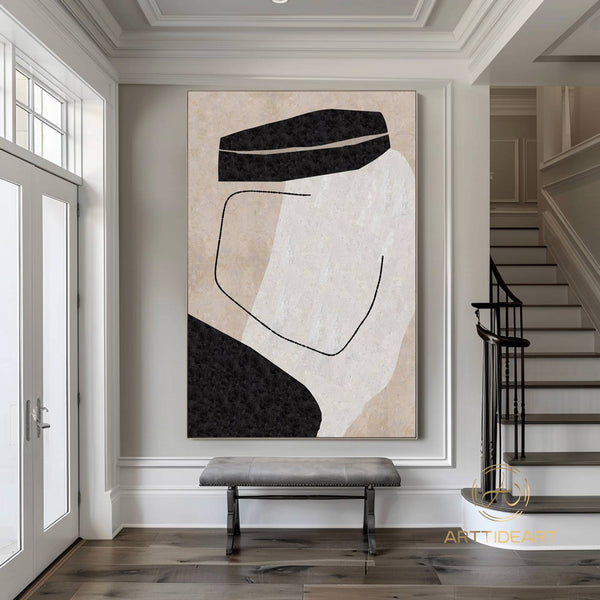 Minimalism Painting Original Minimalist Canvas Art Gray Painting White Abstract Art Neutral Interior Decor Wall Art Nordic Decor Neutral Art