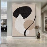 Beige Minimalist Painting Beige and Black Painting Beige abstract Painting Living Room Decor Textured Painting black and white abstract art