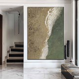 3D Ocean Wave Green Texture Oil Painting Wabi-Sabi Art Abstract Art Living Room Decor Hand-painted Modern Abstract Original Canvas painting