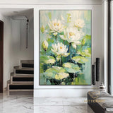 White Lotus Painting on Canvas Lotus Painting Original Abstract Painting Landscape Painting Impression Art Contemporary Art