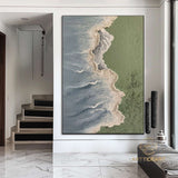 Light Green Sea Waves Beach Textured Painting On Canvas Original Ocean Beach Painting Seascape Wall Art Extra Large Wall Art Decor