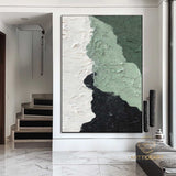 Green 3D Textured Painting 3D Minimalist painting Large White Abstract Painting White Minimalist Painting Modern abstract painting