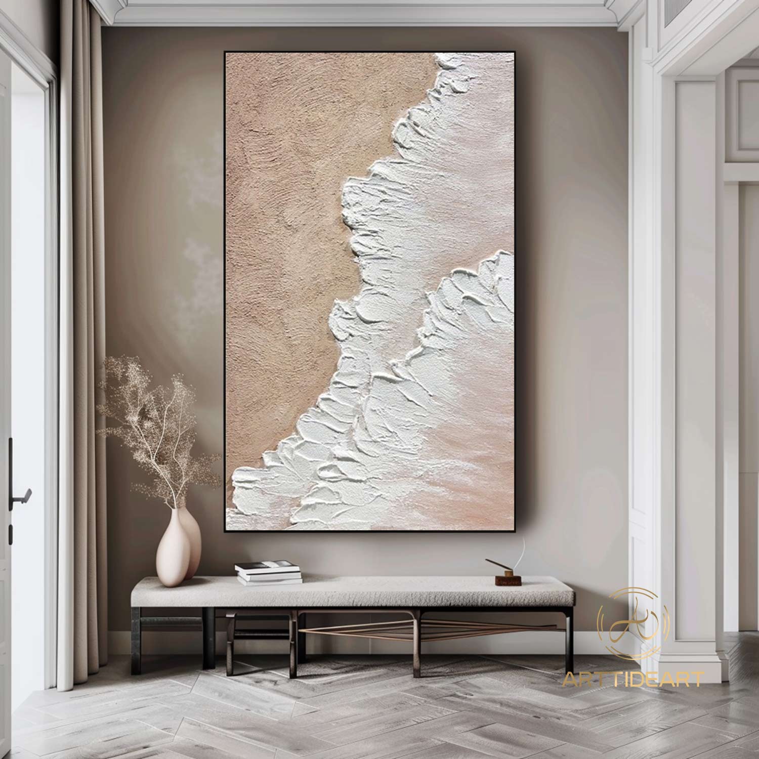 Original Ocean Wave Oil Painting on Canvas, Large Wall Art, Abstract Sea Landscape Painting Beach Decor, Boho Wall Decor Living Room Art