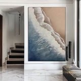 Original Ocean Wave Oil Painting On Canvas Abstract Minimalist Painting Ocean Textured Art Custom Blue Sea Wall Art Living Room Decor Gift