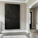 Black Textured Wall Art Black Minimalist Painting Black 3D Textured Painting Wabi Sabi Wall Art Modern Contemporary Minimalist Wall Art