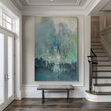 Large Abstract Green Painting,Mint Green Abstract Painting,Abstract Canvas Art,Original Artwork Painting,Painting For Living Room Wall Art