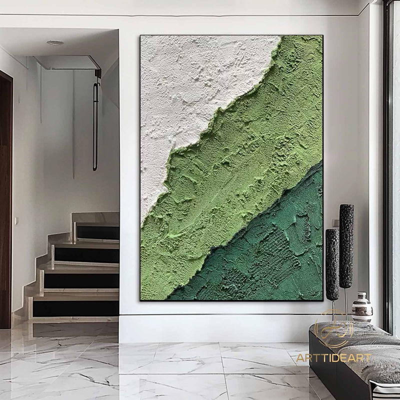 Green 3D Textured Painting Large Green Abstract Painting Green Minimalist Painting Green Wall Painting Green Wall Art Green Wall Decor