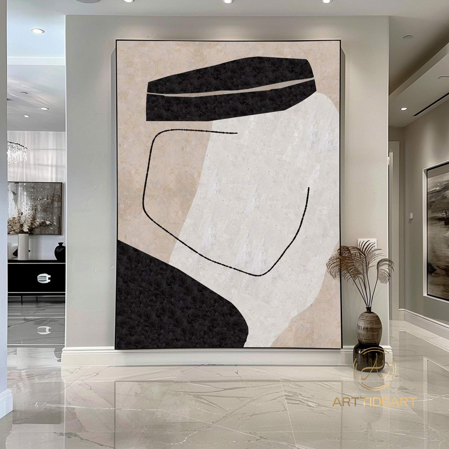 Minimalism Painting Original Minimalist Canvas Art Gray Painting White Abstract Art Neutral Interior Decor Wall Art Nordic Decor Neutral Art
