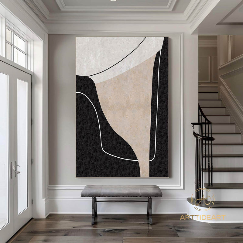 Large abstract beige painting white abstract painting minimalism painting on canvas minimalist painting Holiday gifts minimal wall art