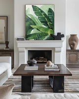 Modern Banana Leaf Canvas Oil Painting, 100% hand-painted custom artwork, landscape botanical paintings, living room wall decor fashionable