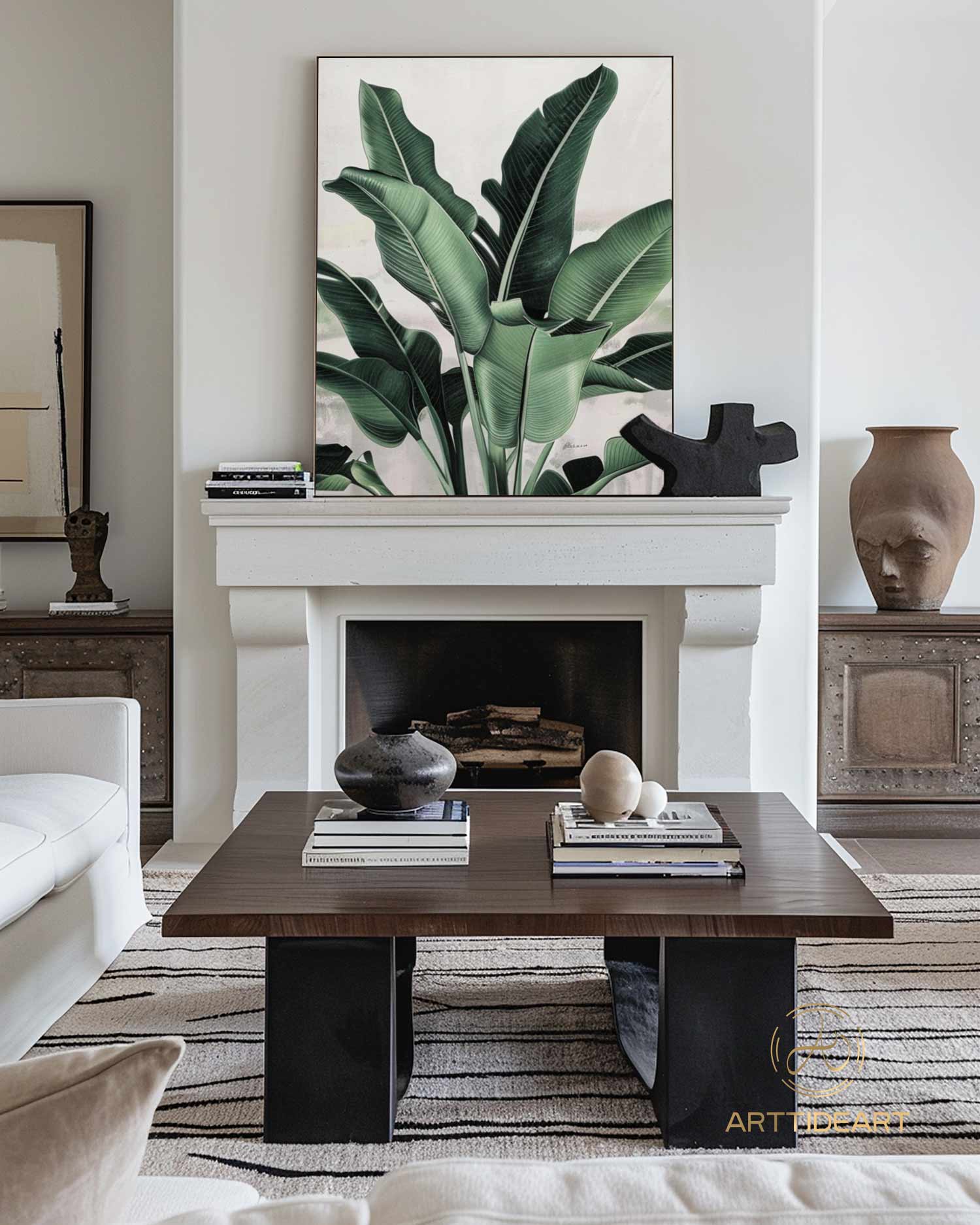 Original Abstract Banana Leaves Wall Art Painting Tropical Banana Leaf Painting Palm Painting Hand Painted Thick Texture Modern Wall Art   