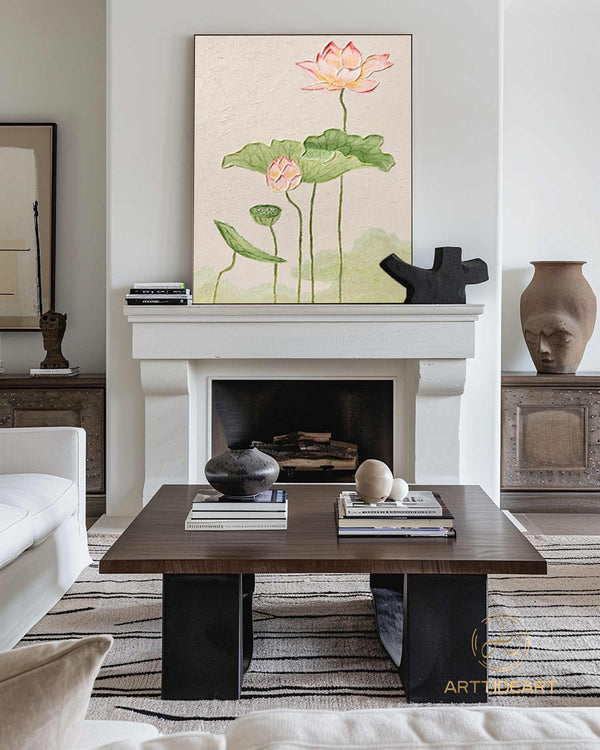 Lotus Acrylic Painting on Canvas Lotus Painting Original Abstract Painting Landscape Painting Impression Art Contemporary Art