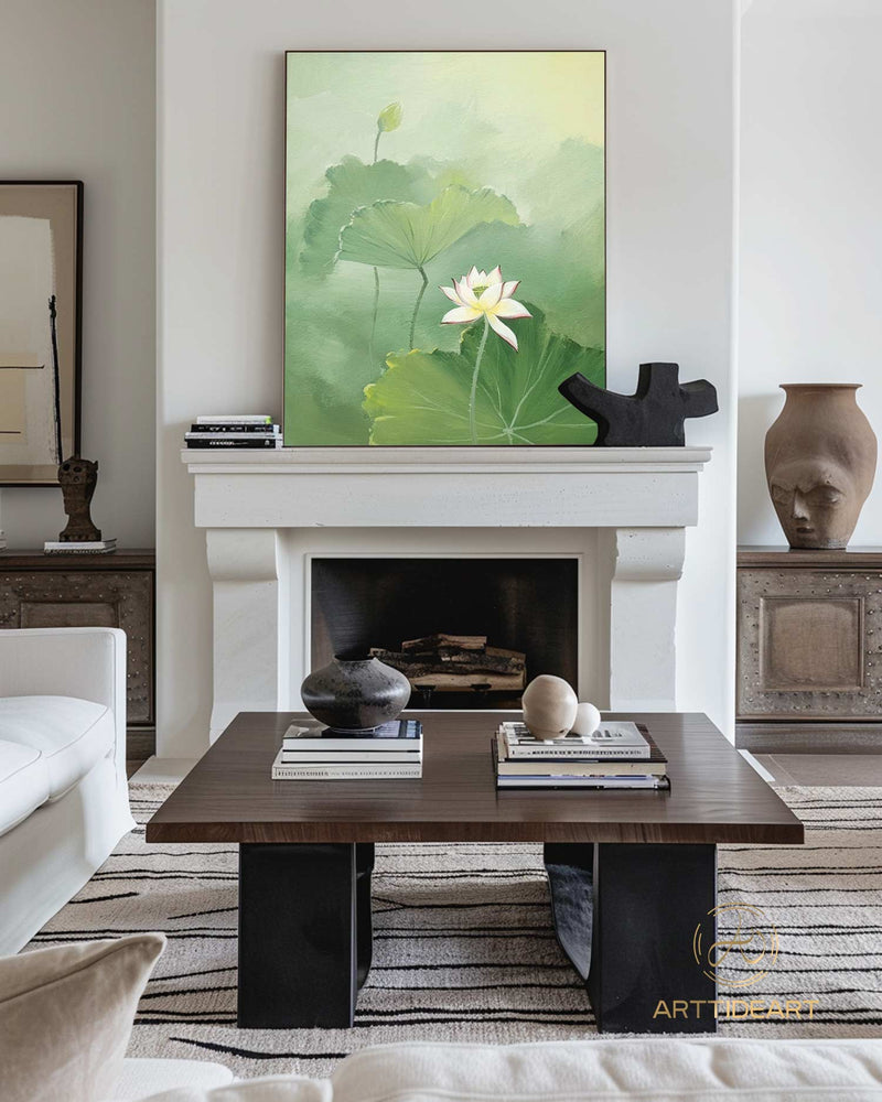 Lotus Acrylic Painting on Canvas Lotus Painting Original Abstract Painting Landscape Painting Impression Art Contemporary Art