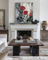 Original Roses Oil Painting On Canvas, Abstract Flowers Painting, Large Wall Art, Red Roses Decor, Custom Painting,Living room Wall Decor