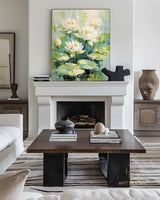 White Lotus Painting on Canvas Lotus Painting Original Abstract Painting Landscape Painting Impression Art Contemporary Art