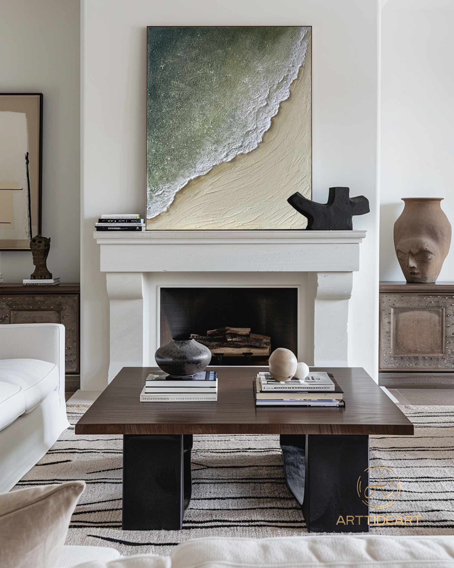 Original Sea Abstract Oil Painting,White Waves Texture Painting,Large Sky And Sea Painting,Large Ocean Canvas Painting,Living Room Art