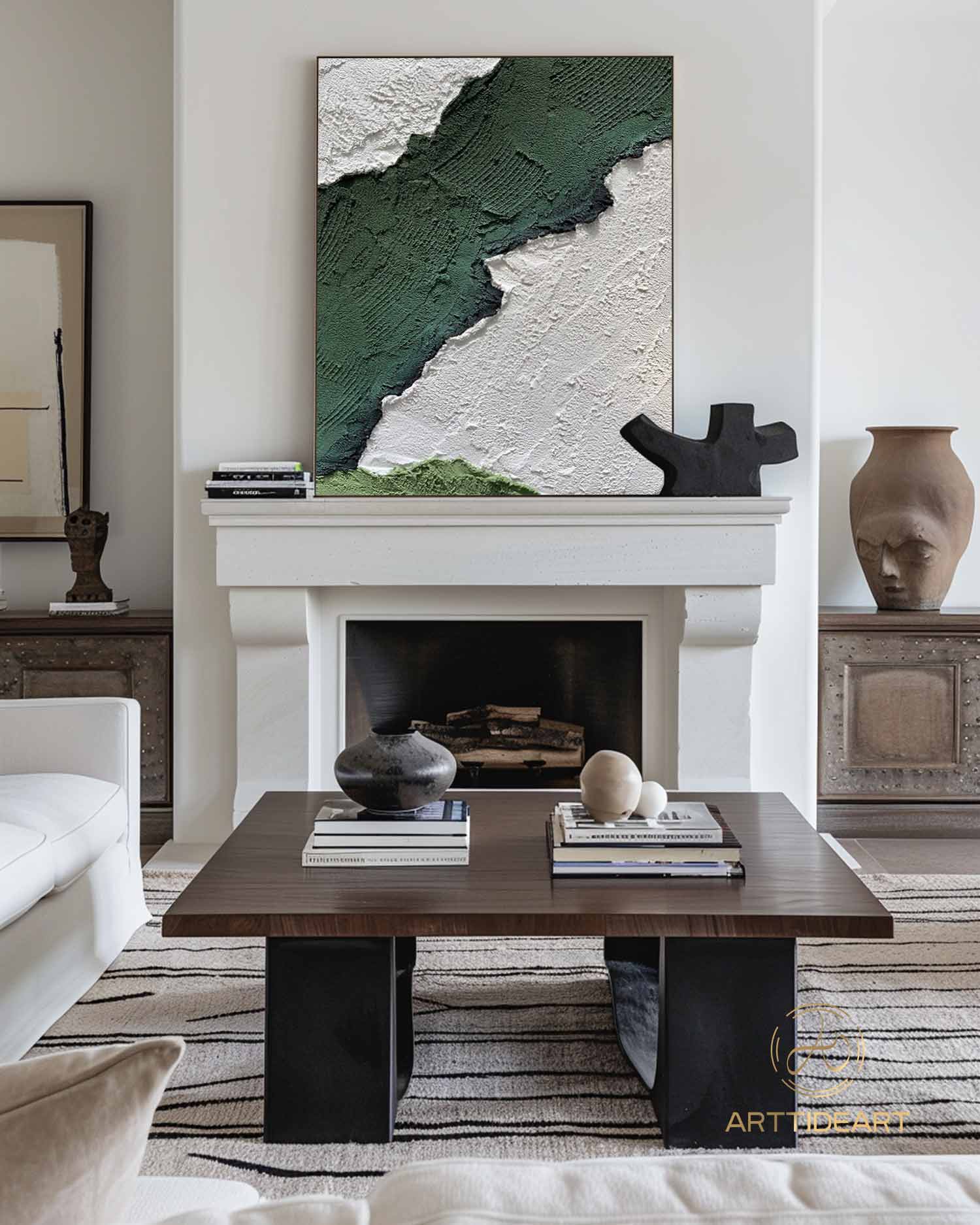 Green Wall Art Green Minimalist Painting Green Wall Art Green Textured Wall Art Green Arched Wall Art Painting Large Green Abstract Painting