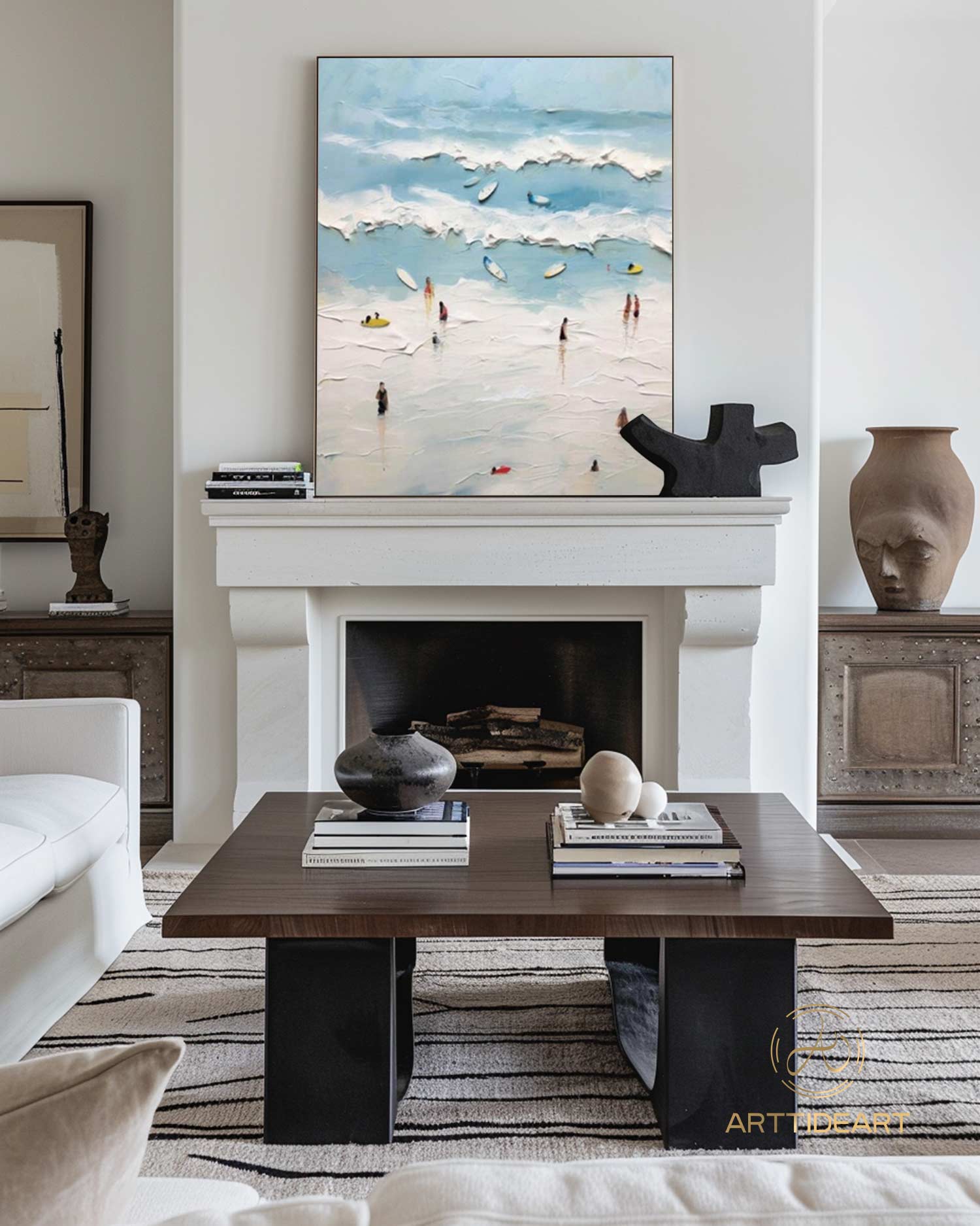 The Beach Joys Wall Art Hand Painted Extra Large Heavy Textured Painting Knife Palette Beach Painting Abstract Sea Wall Art Contemporary Art