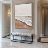 Large Ocean Sunset Painting On Canvas Textured Ocean Painting Beach Landscape Wall Art Beige Cloud Painting Abstract Sea Wall Art Home Decor