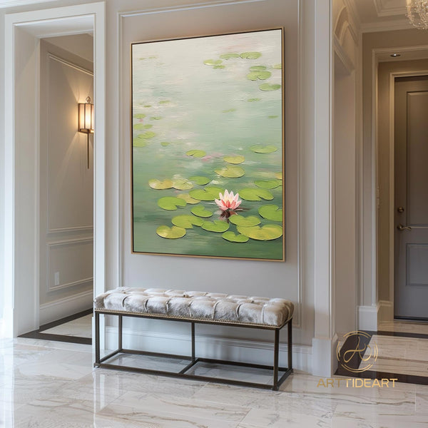 Lotus Acrylic Painting on Canvas Lotus Painting Original Abstract Painting Landscape Painting Impression Art Contemporary Art