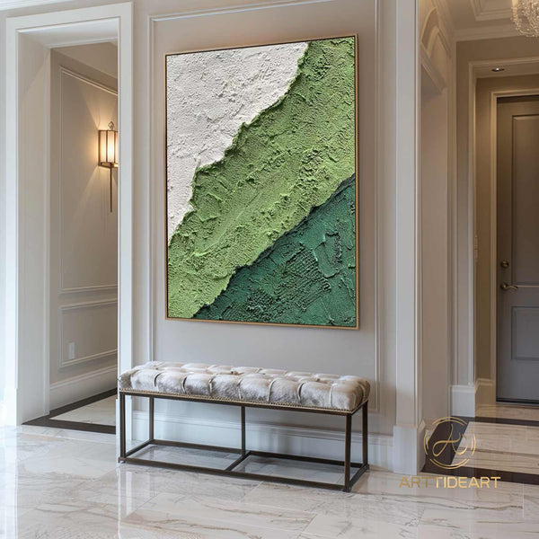 Green 3D Textured Painting Large Green Abstract Painting Green Minimalist Painting Green Wall Painting Green Wall Art Green Wall Decor