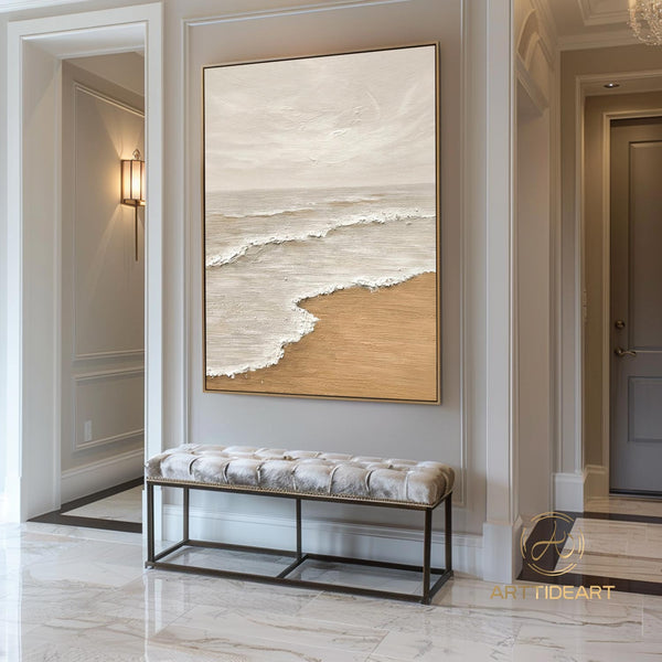 Large Wall Art Abstract Ocean Painting 3D Ocean Texture Painting Ocean Waves Painting Original Ocean Art Original Beach Home Decor