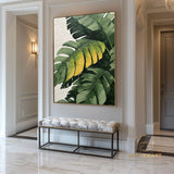 Large 3D Green abstract leaf painting,Gold texture painting, Original Green Banana Leave Oil Painting,Plant Art,Modern Living Room Decor