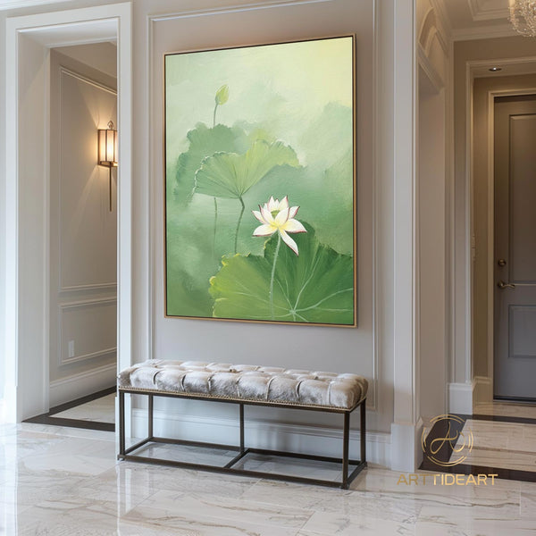 Lotus Acrylic Painting on Canvas Lotus Painting Original Abstract Painting Landscape Painting Impression Art Contemporary Art