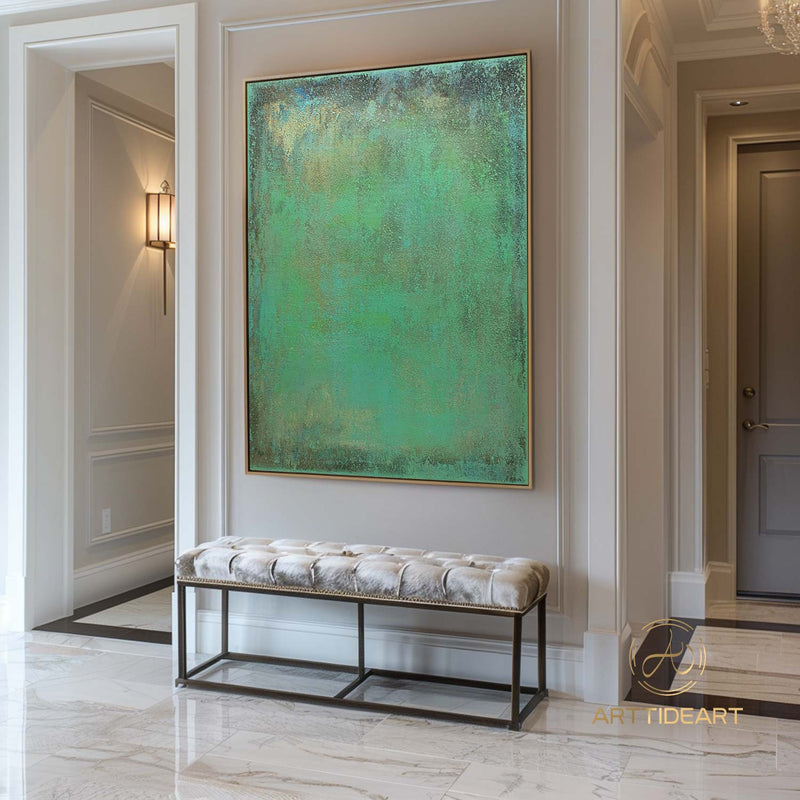 Large green abstract painting green abstract painting canvas green minimalist abstract art green wall art original simple abstract painting