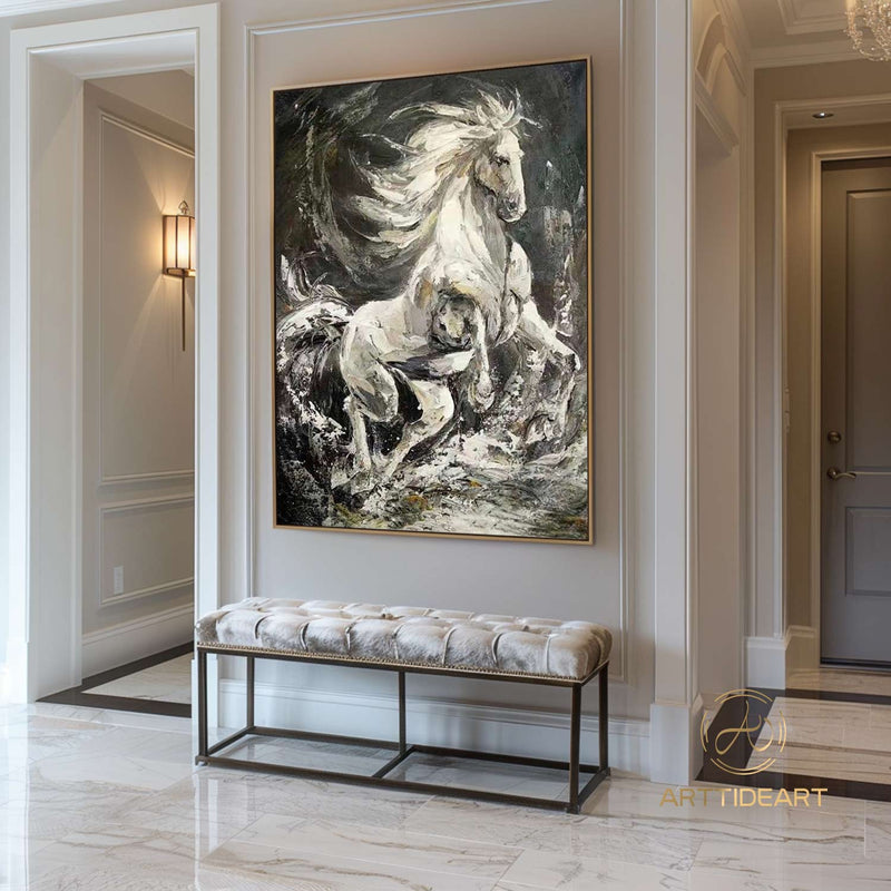 Horse Painting Animal Painting Running Horse Painting Horse Oil Painting Large Oil Painting Horse Wall Art Horse Abstract Painting