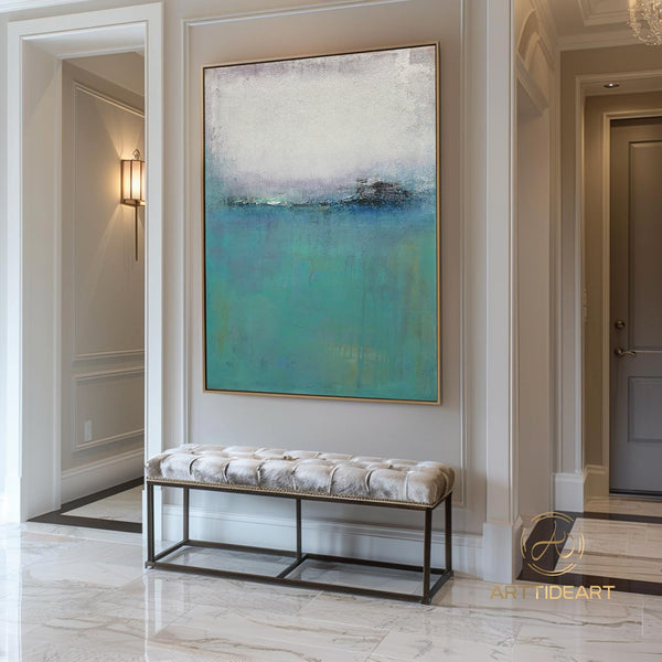 Original Abstract Painting Minimalist Abstract Painting Large Abstract Painting Blue Painting Green Painting Large Wall Canvas Painting