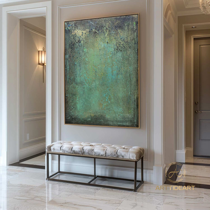 Green minimalism painting green wall art green canvas painting green abstract art green canvas wall art Large green abstract painting