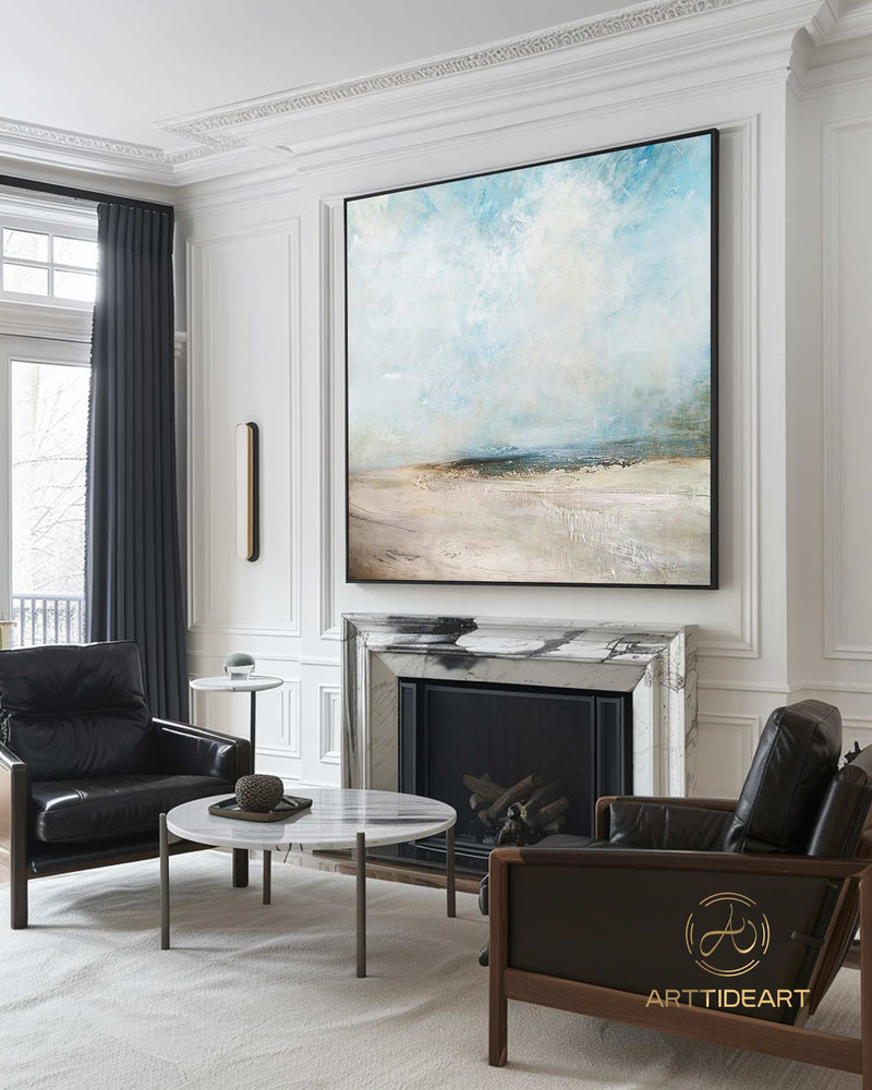 Original Beach Abstract Painting Large Sky And Sea Painting Large Ocean Canvas Painting Cloud Painting Painting For Living Room Seascape Art