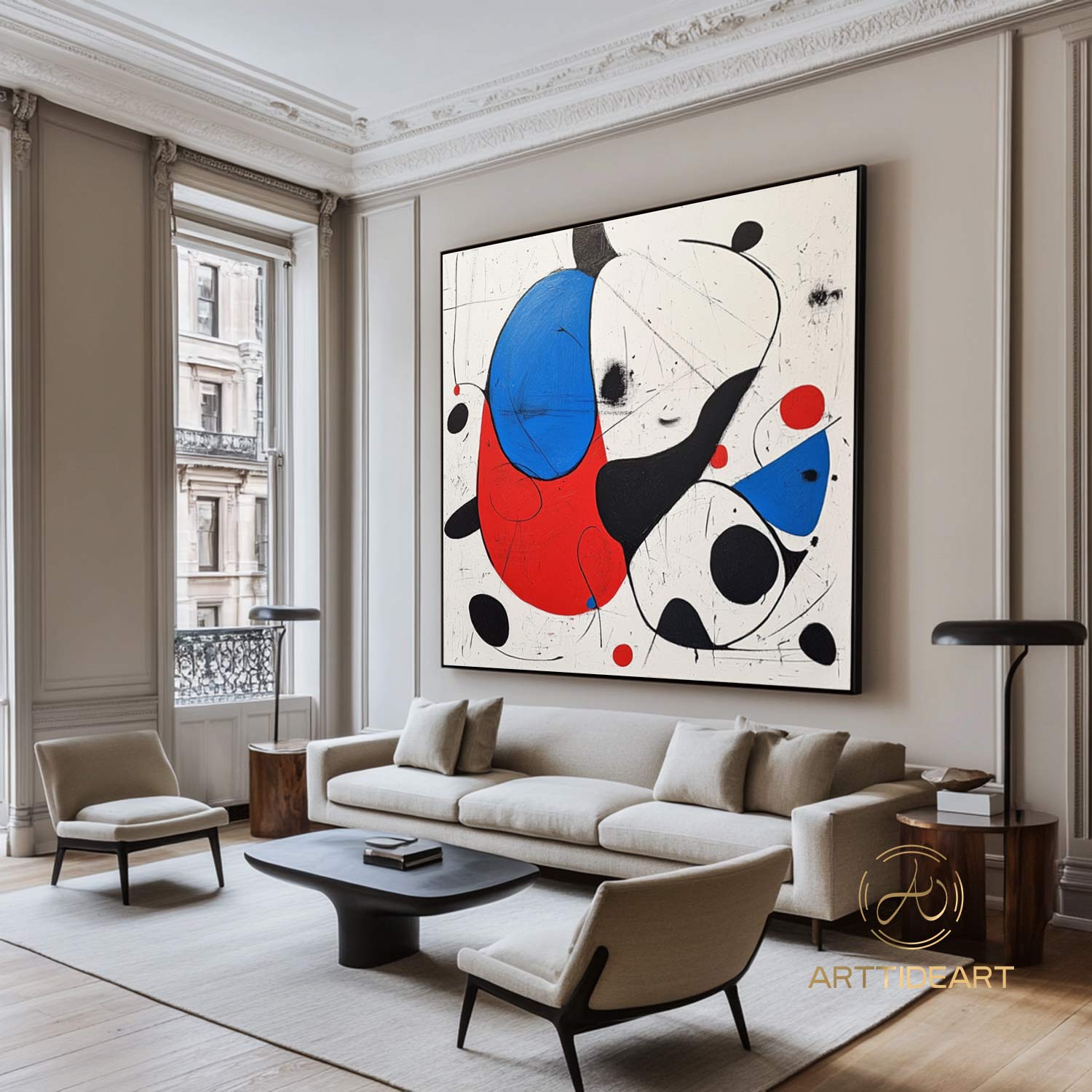 Large Abstract Colorful Painting,Abstract Colorful geometric Painting,Abstract Hand-painting Texture Colorful Wall Art Living Room Decor