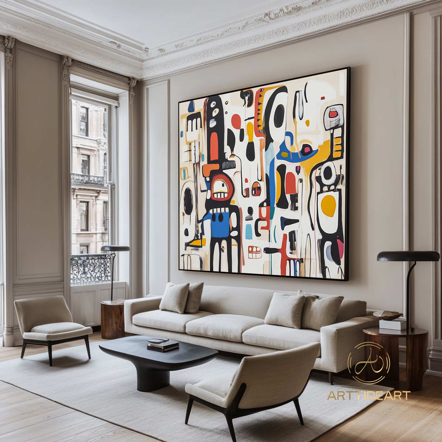 Original Abstract Colorful Cubist Faces Paintings On Canvas Picasso-Inspired Geometric Art Vibrant Modernism Oil Painting Home Wall Decor