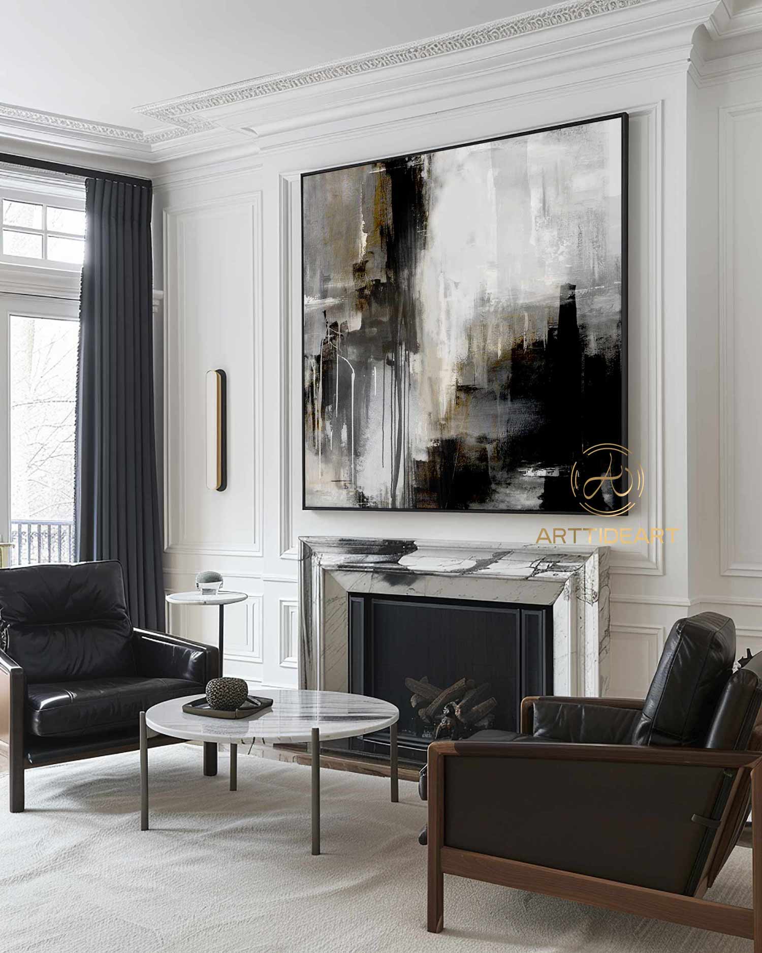 Minimalist Abstract Painting Large Abstract Art Black And White Black Canvas Art Original Abstract Painting White paintingTexture Canvas Art