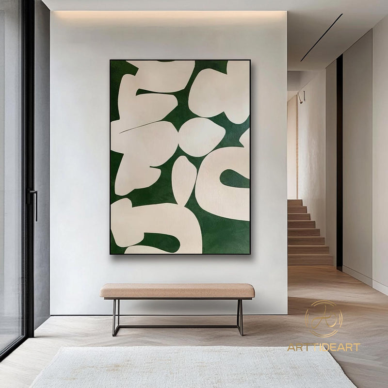 Green Wabi Sabi Wall Art Green Beige Abstract Painting Green Minimalist Canvas Art Large Neutral Wall Decor Rich Textured Canvas Painting