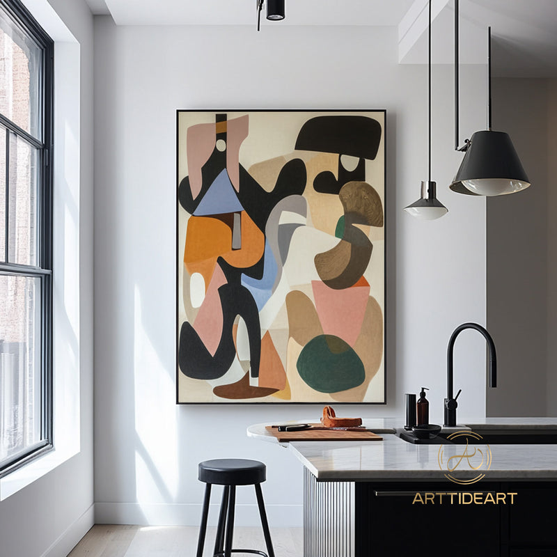 Original Colorful Oil Painting On Canvas, Large geometric Wall Art, Abstract Colorful Painting, Custom Painting, Living room Home Wall Decor