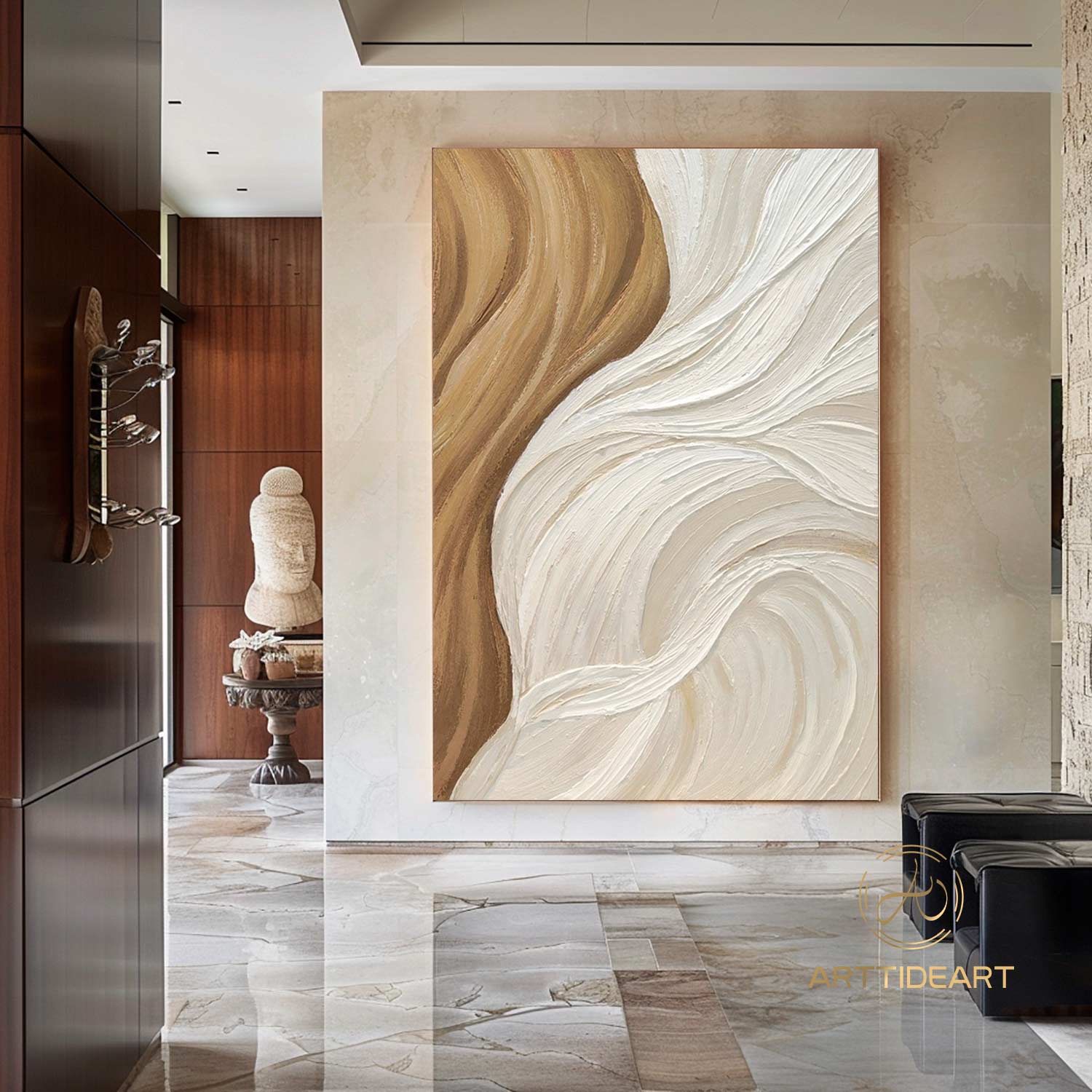 Beige Brown Texture Wall Art Wabi Sabi Wall Art Large Beige Minimalist Canvas Painting Neutral Minimalist Wall Art Modern Texture Painting